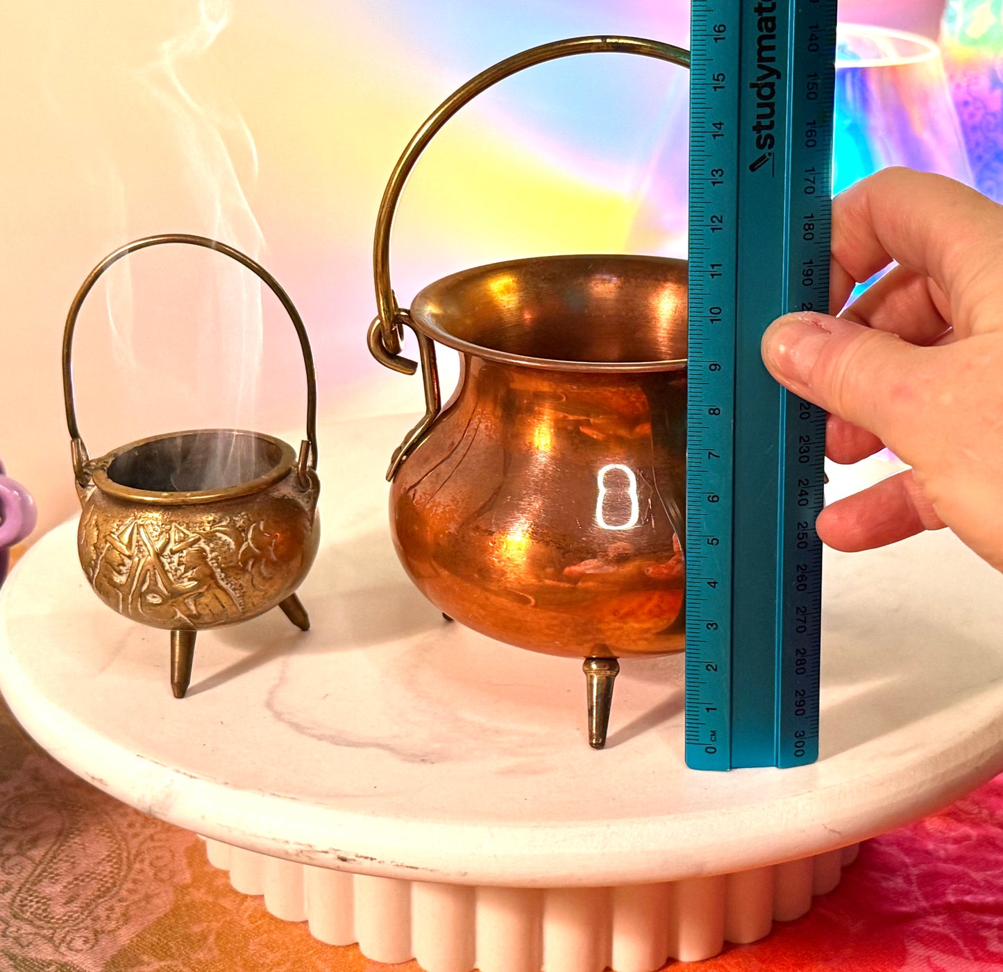 Stunning Vintage 1960s Dutch Copper Cauldron with Cast Iron Handle- comes with ingredients and instructions for Cauldron Connection Spell✨
