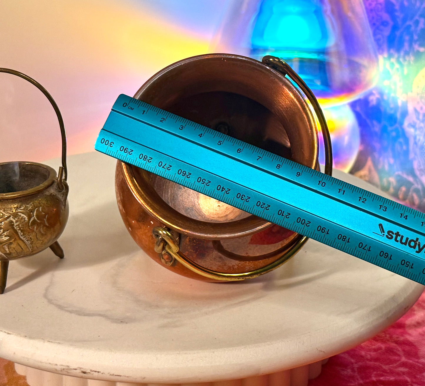 Stunning Vintage 1960s Dutch Copper Cauldron with Cast Iron Handle- comes with ingredients and instructions for Cauldron Connection Spell✨