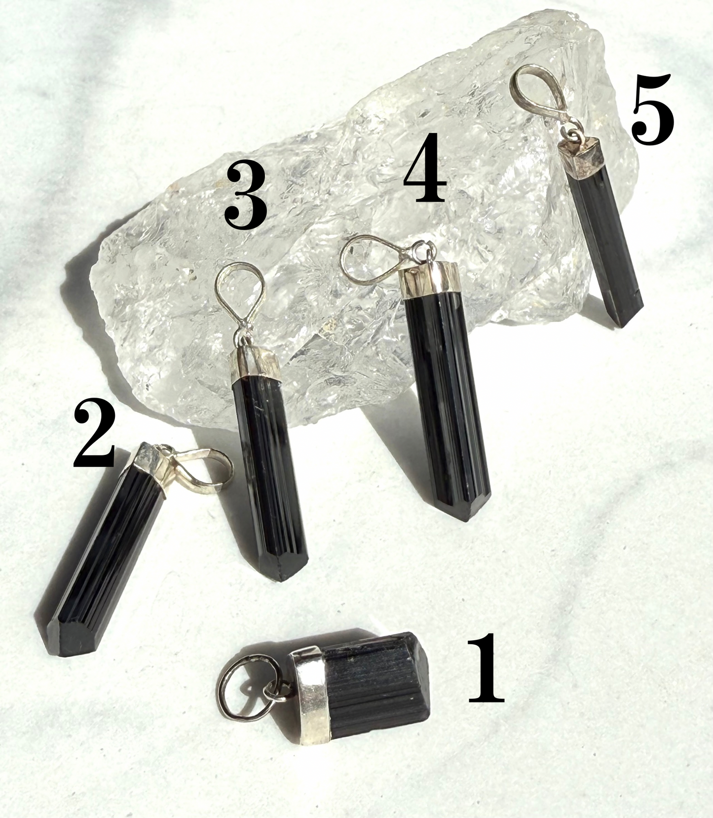Protective Black Tourmaline Crystal Pendants