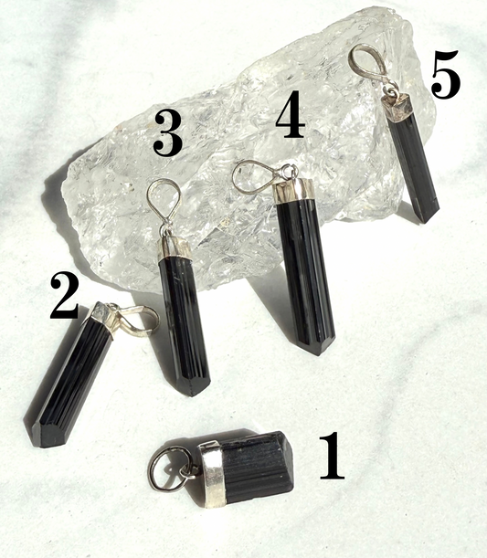 Protective Black Tourmaline Crystal Pendants