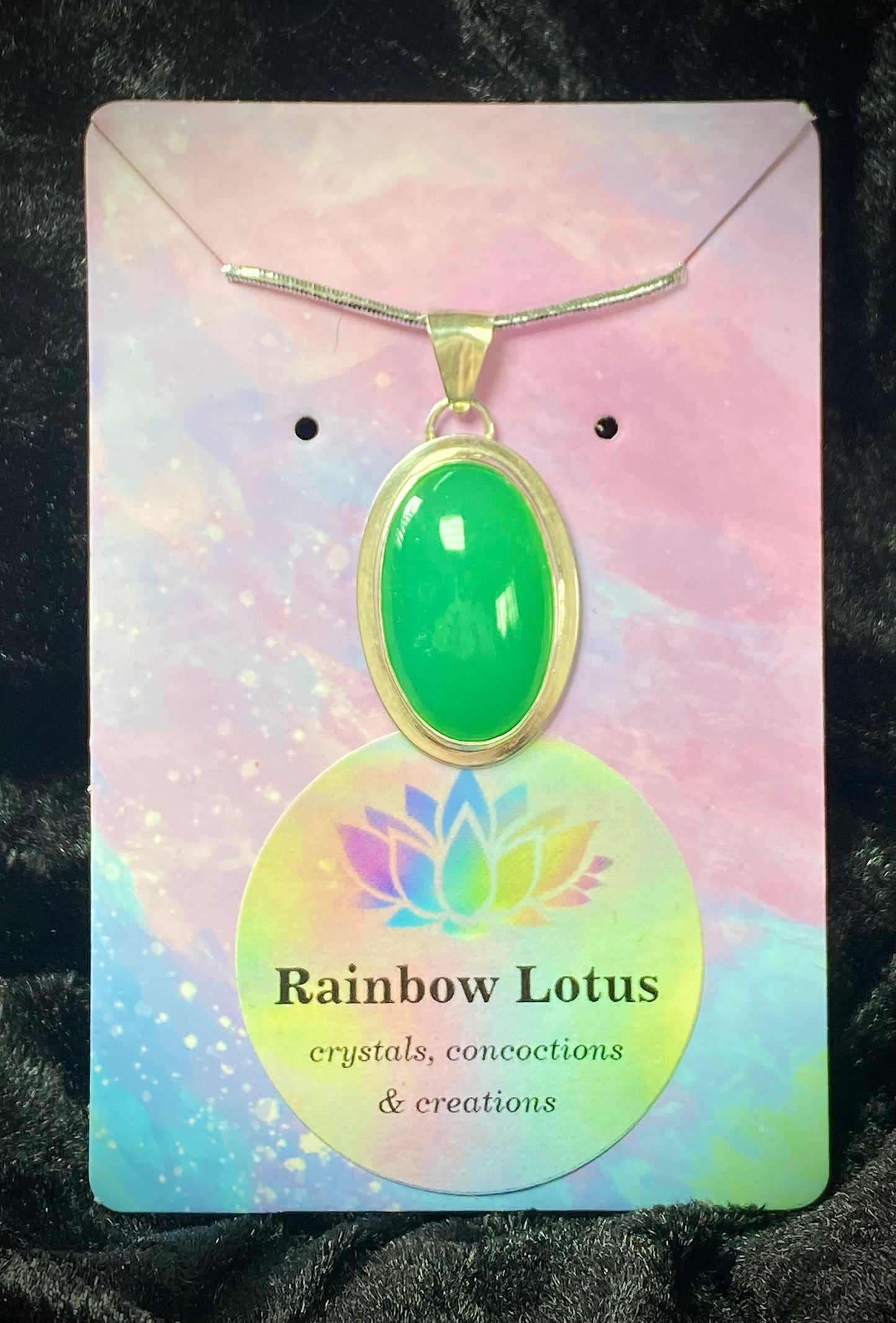 Gorgeous Green Chrysoprase Pendant with Sterling Silver setting