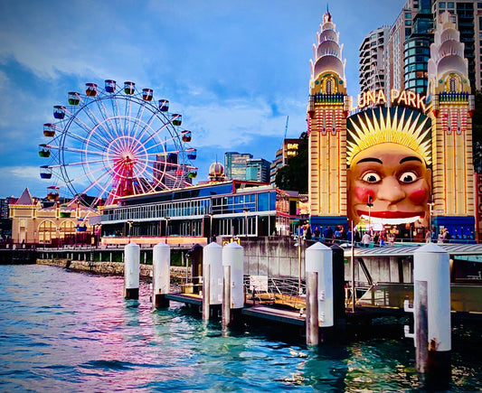 "Funny Face" Luna Park Sydney Harbour Travel Print (with or without framing)