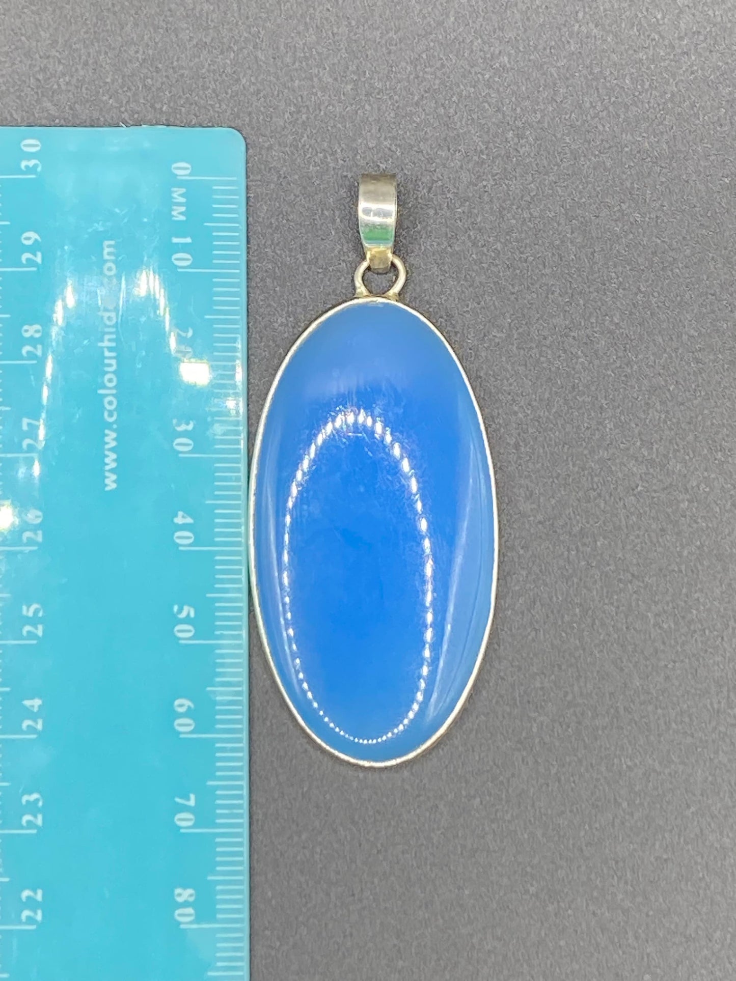 Gorgeous Blue Chalcedony Pendant with Sterling Silver setting