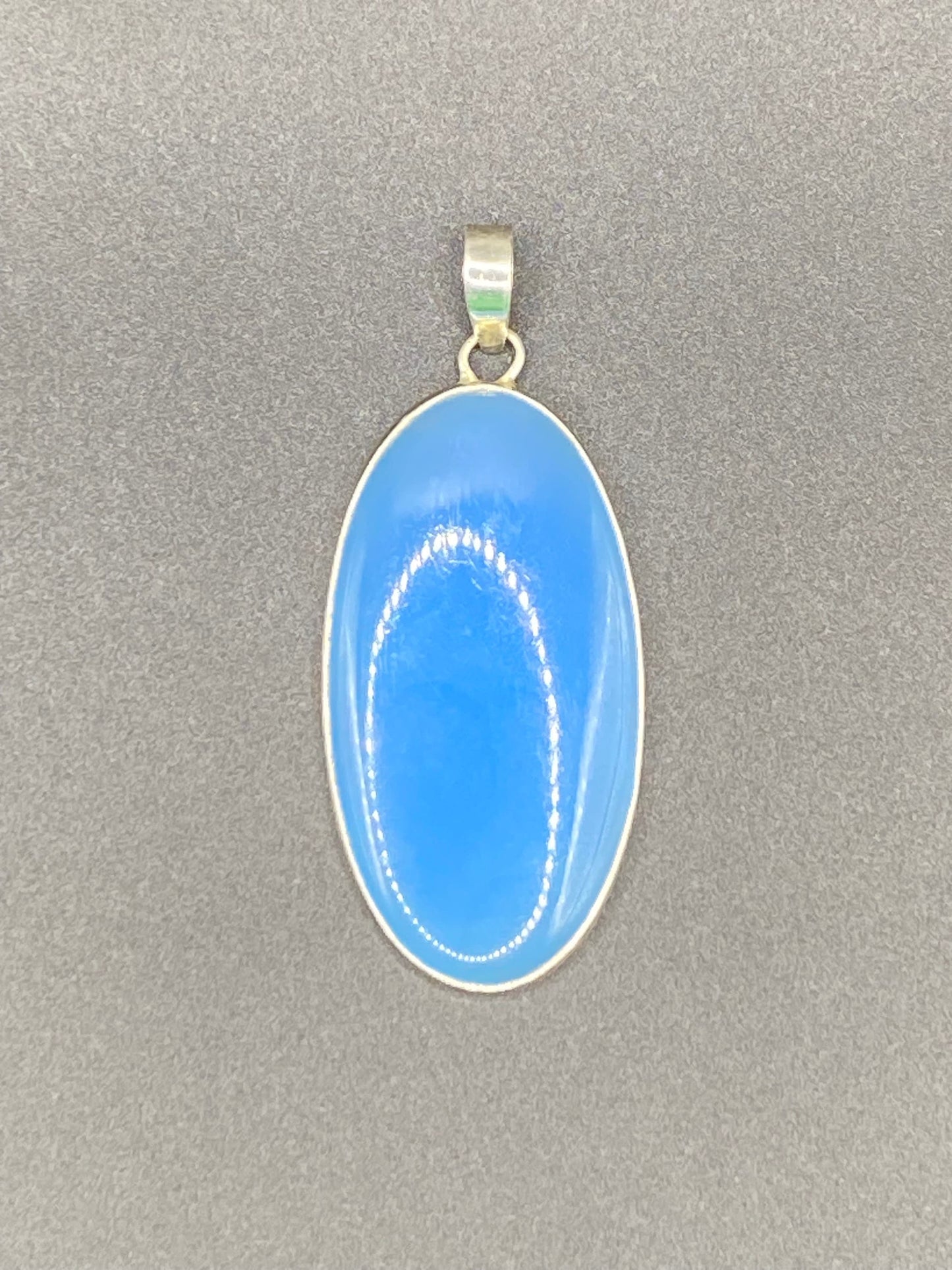 Gorgeous Blue Chalcedony Pendant with Sterling Silver setting