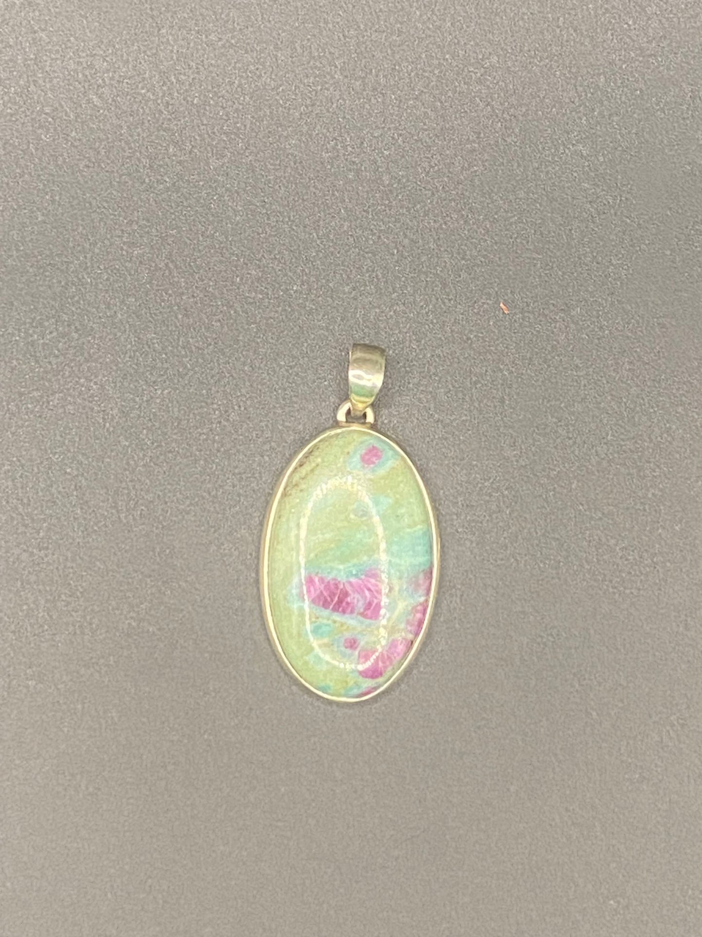 Gorgeous Green & Ruby Fuschite Pendant with Sterling Silver setting