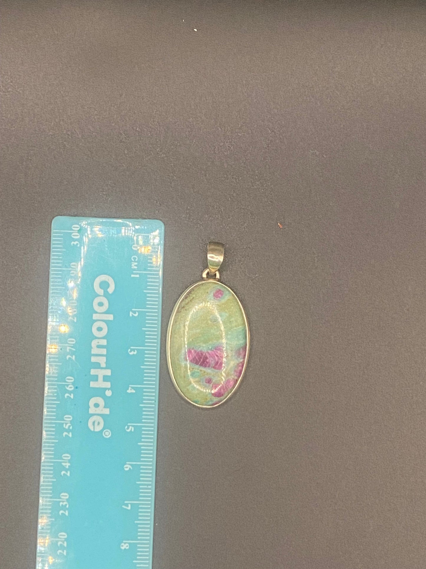 Gorgeous Green & Ruby Fuschite Pendant with Sterling Silver setting